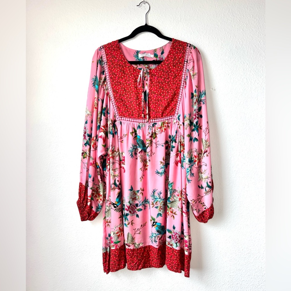 Johnny Was Malakye Women’s XL Tunic Dress Pink Floral Tunic Boho Southwestern
